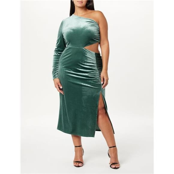 The Drop Women's Lia One-Shoulder Cutout Velvet Midi Dress - Picture 5 of 8